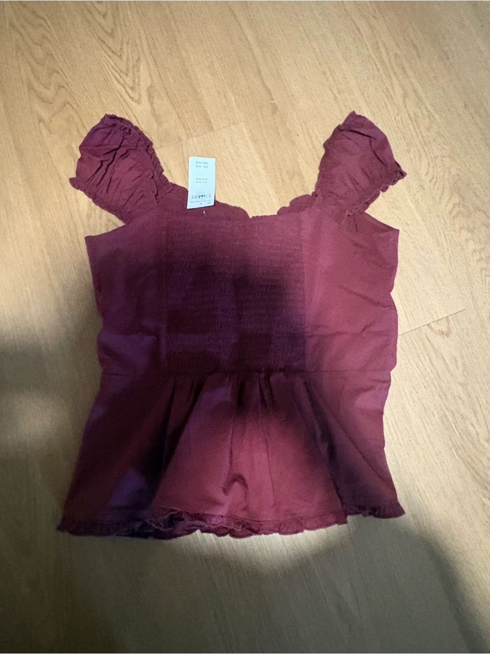 Hollister Burgundy Off-Shoulder Button Front Top - Picture 3 of 4